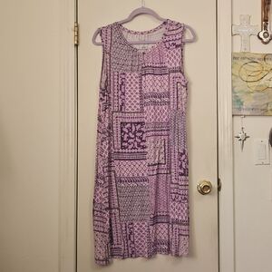 Croft & Barrow Purple Patchwork Midi Dress